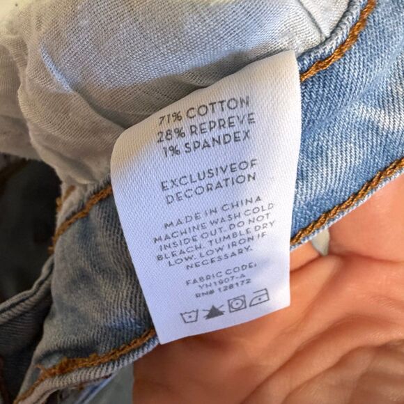 Ring of Fire Slim Fit Distressed Jeans Size 16 Light Wash Stretch Denim - Picture 6 of 6